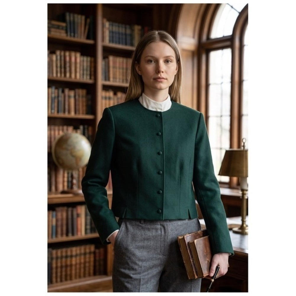 Pendleton Vintage Wool Button Front Blazer Women's 14 Green Academia